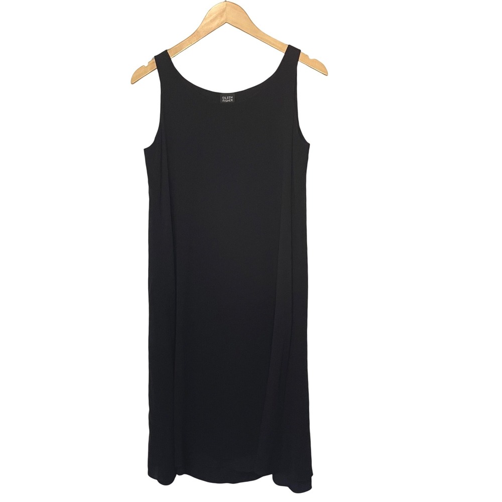 Eileen Fisher‎ Black Silk Sleeveless Mini Dress Minimalist Classic Small
